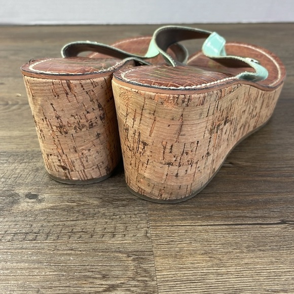 Sam Edelman Women’s Romy Cork Wedge Sandal, Teal and brown, size 7 - Picture 9 of 11